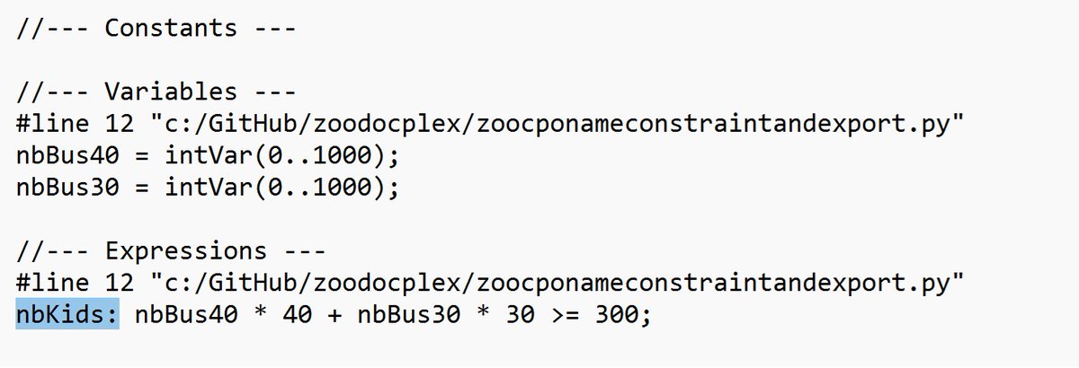 AlexFleischer1's tweet photo. very simple #docplex #python #cplex #cpoptimizer name constraint and export in #CPO format https://t.co/WAm41vnemb #watsonx #AI @INFORMS @TheORSociety @OR_RWTH @lauraalbertphd @eraycakici @AAairom @EwgPor @marchand_de_cig https://t.co/uFDvArcqSQ