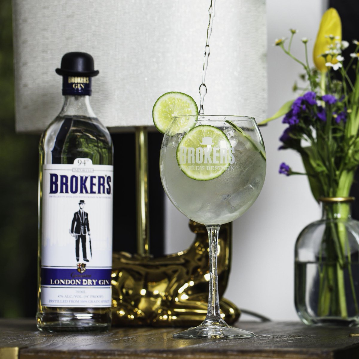 Easy squeezy! Broker's gin and tonic with fresh squeezed lime.