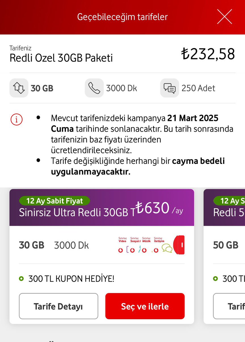 Vodafone zamlarıyla ilgili şikayetler gelmeye devam ediyor.

232 TL ödediği faturasının taahhütü Mart ayında biten bir takipçimizin paketine %172 zam geldiği ve 630 TL olduğu görüldü.