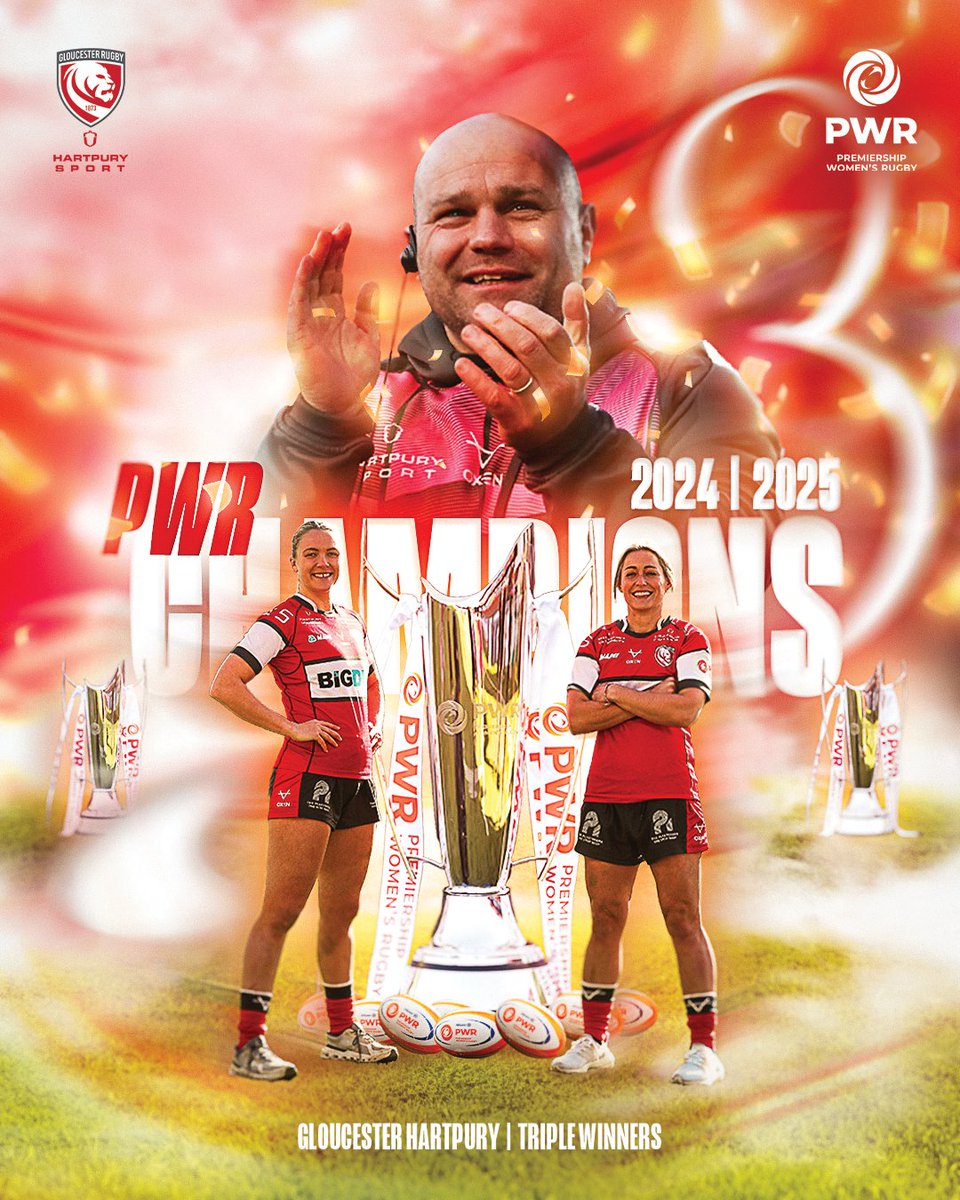 Gloucester Hartpury (@gloshartpury) on Twitter photo 𝗧𝗛𝗥𝗘𝗘-𝗣𝗘𝗔𝗧 🏆
The first ever <a href="/ThePWR/">Premiership Women's Rugby</a> team to go back-to-back-to-back. 👏
We're Gloucester Hartpury, if you don't know who we are. 😉 𝗧𝗛𝗥𝗘𝗘-𝗣𝗘𝗔𝗧 🏆
The first ever <a href="/ThePWR/">Premiership Women's Rugby</a> team to go back-to-back-to-back. 👏
We're Gloucester Hartpury, if you don't know who we are. 😉