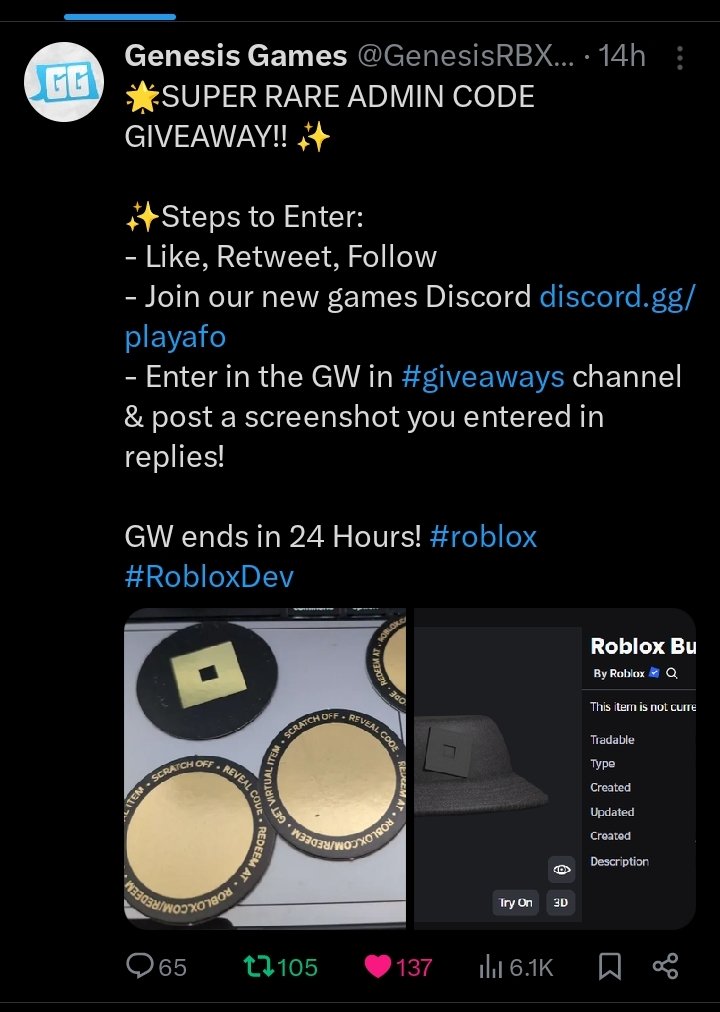 spxdeh's tweet photo. @GenesisRBXGames Done! https://t.co/UBhd2ViEhh