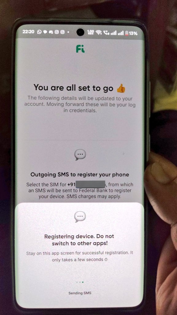 kanhaD19's tweet photo. @Bank_on_Fi I'm trying ro update my phone number since yesterday. Approximately 20 to 30 rs have been deducted as sms charges to update my number but the screen is stuck on this page only. And I'm unable to press back as it again restarts the registration process. Please help! https://t.co/o3B9cFPytN