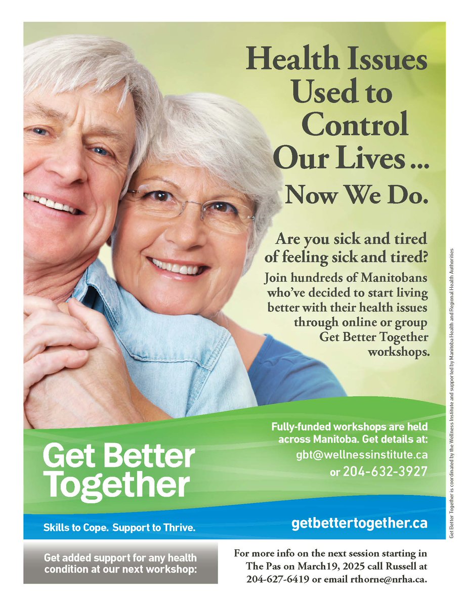 NorthHealthMB's tweet photo. Get Better Together is a FREE self management program designed for anyone living with a ongoing health issue. Call 204-627-6419 for more information. https://t.co/9V4jMhF3hM