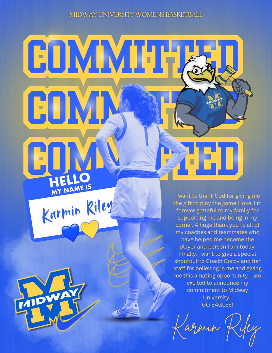 Karmin Riley (@rileykarmin) on Twitter photo Go Eagles💙💙 #commited #gtg
<a href="/Kylee_Gorby/">Coach Kylee Gorby</a> <a href="/MidwayWbb/">Midway University WBB</a> <a href="/OCathLadyAces/">Lady Aces Basketball</a> Go Eagles💙💙 #commited #gtg
<a href="/Kylee_Gorby/">Coach Kylee Gorby</a> <a href="/MidwayWbb/">Midway University WBB</a> <a href="/OCathLadyAces/">Lady Aces Basketball</a>