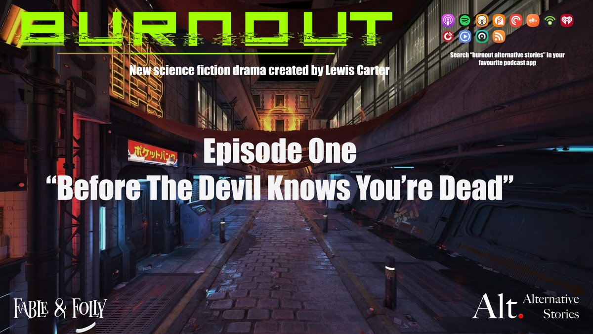 Alternative Stories (@storiesalt) on Twitter photo #audiodramasunday
Episode 1 of our new #cyberpunk #audiodrama Burnout is out now! Written by Lewis Carter, Burnout stars Ethan Reid (Baldur's Gate) and Miztli Rose (Dark Game) and is directed by Dex Legacy writer <a href="/emilyinkpen/">Emily Inkpen (she/her)</a>
pod.link/1798982875 #audiodramasunday
Episode 1 of our new #cyberpunk #audiodrama Burnout is out now! Written by Lewis Carter, Burnout stars Ethan Reid (Baldur's Gate) and Miztli Rose (Dark Game) and is directed by Dex Legacy writer <a href="/emilyinkpen/">Emily Inkpen (she/her)</a>
pod.link/1798982875
