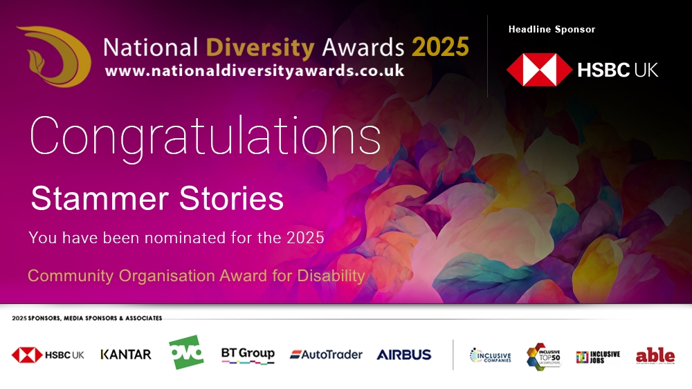 Congratulations to Stammer Stories @williamlaven2 who has been nominated for the Community Organisation Award for Disability at The National Diversity Awards 2025 in association with <a href="/HSBC_UK/">HSBC UK</a>. To vote please visit nationaldiversityawards.co.uk/awards-2025/no… #NDA25