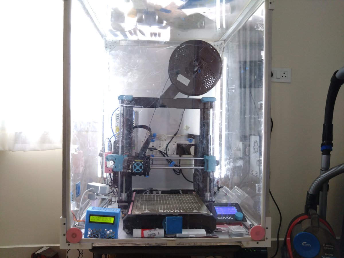 arka_bhowmick's tweet photo. @Sovol3d Modded Sovol SV06 (1/2)
1. Klipper + 5" Display
2. Custom Enclosure – Aluminum, acrylic & 3D-printed parts
3. Raspberry Pi Pico – Temp & humidity monitoring, controls 4 appliances (remotely & via rotary encoder)
4. Camera – Live print monitoring
#SV06 #MODITYOURWAY #SOVOL https://t.co/p3MYPHuL1T
