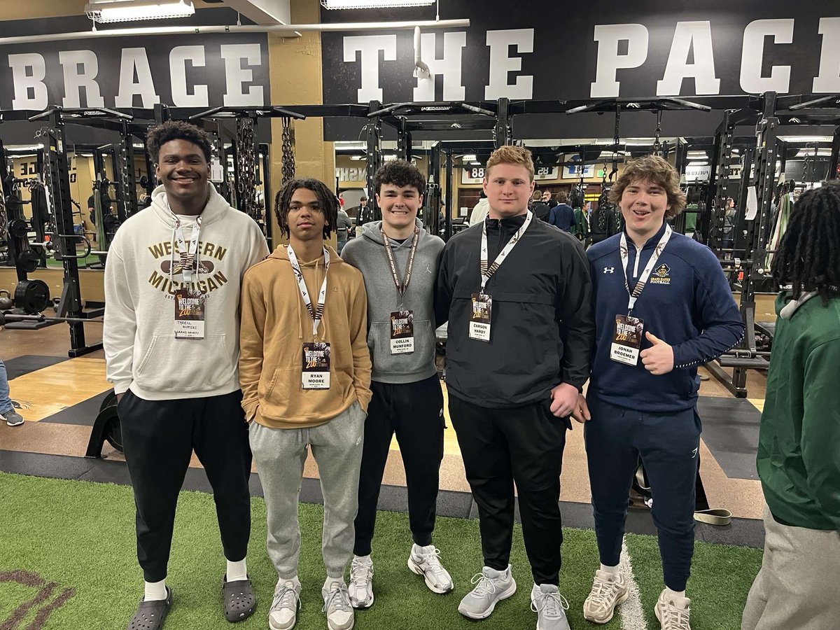 Ryan Moore ‘26 DB (@ryan_moore13) on Twitter photo Had a great time today back at <a href="/WMU_Football/">Western Michigan Football</a> for junior day, thankyou coaches and staff for having me out, and thankyou for your hospitality! Can’t wait to get back out to campus soon.
<a href="/CoachLT39/">Lance Taylor</a> <a href="/NickColeman_1/">Nick Coleman</a> <a href="/EthanBrenesFB/">Ethan Brenes</a> <a href="/CoachKPerk/">Kyle Perkins</a> <a href="/CamAllenFB/">Cam Allen</a> <a href="/CoachHeej/">Jacob Hejeebu</a> <a href="/coachbieds/">Andrew Biedenbender</a> Had a great time today back at <a href="/WMU_Football/">Western Michigan Football</a> for junior day, thankyou coaches and staff for having me out, and thankyou for your hospitality! Can’t wait to get back out to campus soon.
<a href="/CoachLT39/">Lance Taylor</a> <a href="/NickColeman_1/">Nick Coleman</a> <a href="/EthanBrenesFB/">Ethan Brenes</a> <a href="/CoachKPerk/">Kyle Perkins</a> <a href="/CamAllenFB/">Cam Allen</a> <a href="/CoachHeej/">Jacob Hejeebu</a> <a href="/coachbieds/">Andrew Biedenbender</a>