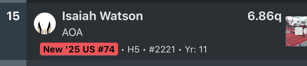 isaiahwatson08's tweet photo. #AGTG Top 16 New Balance National 60m runner and 2025 US#74. 8 spots away from becoming an All-American https://t.co/LhpfRDT1F7