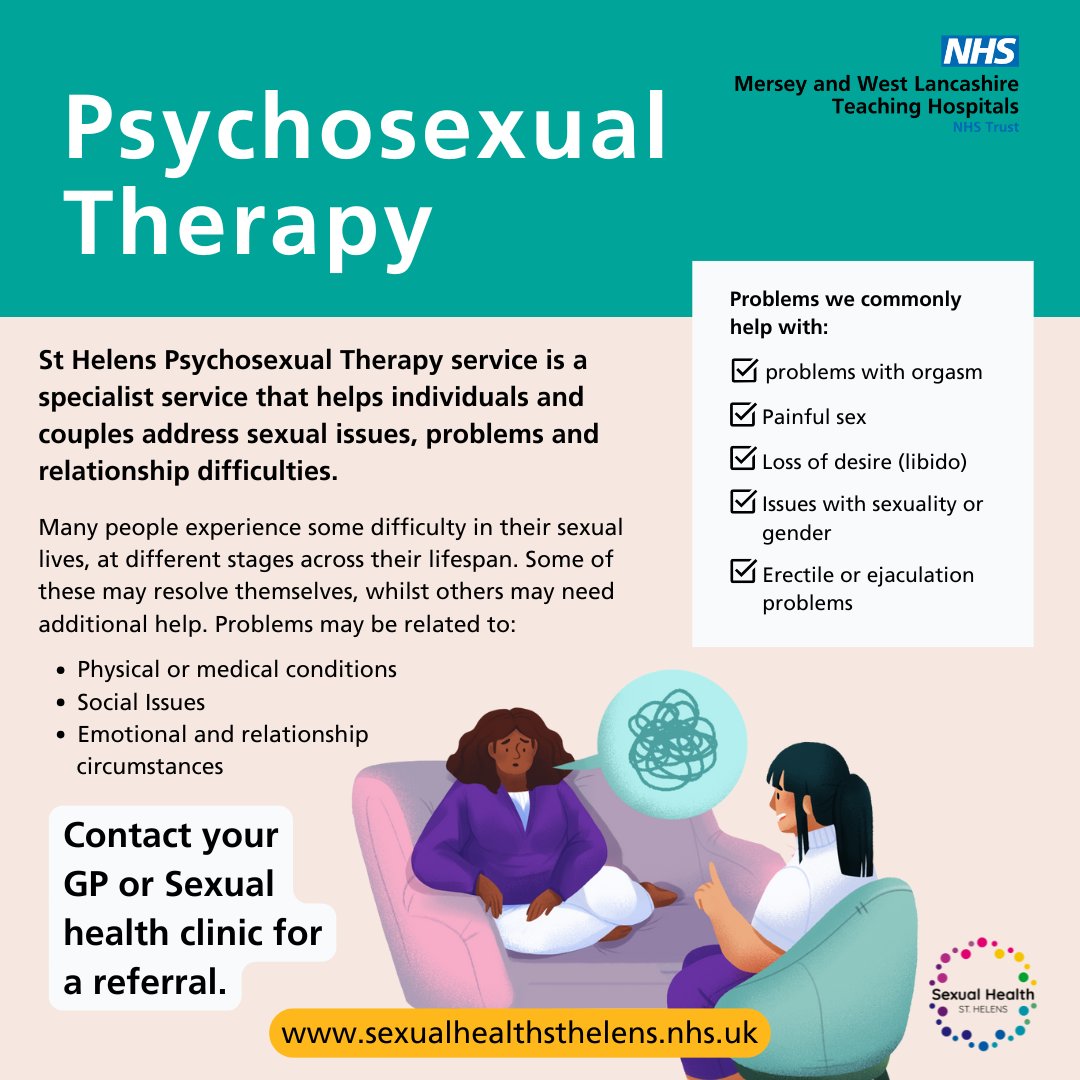STHSexHealth's tweet photo. If you think you may benefit from Psychosexual Therapy, please speak to your GP or sexual health clinic for a referral.
For further information, please visit https://t.co/bmUCbcTjv7 https://t.co/YoHNWh9i2O