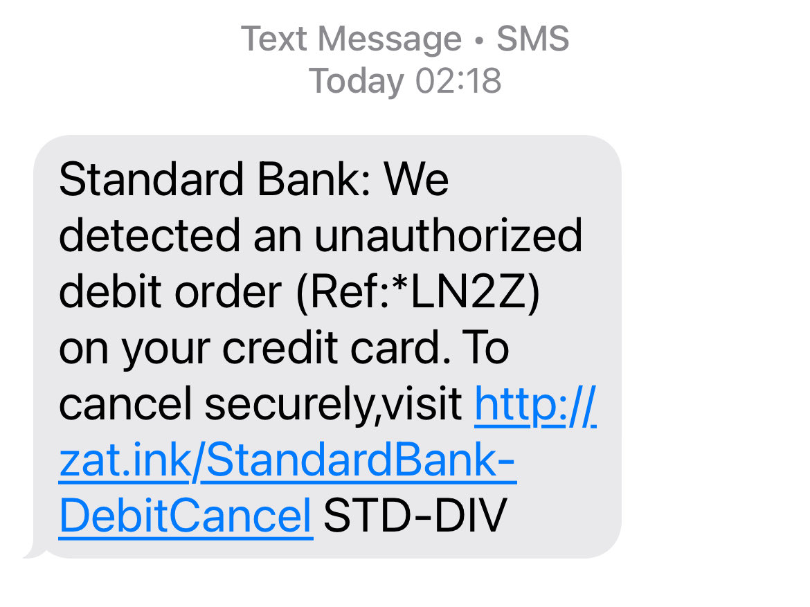 ElizePark's tweet photo. ⁦@StandardBankZA⁩ . Yes we don't click but they keep trying. #scam https://t.co/Hv4ibFNK26