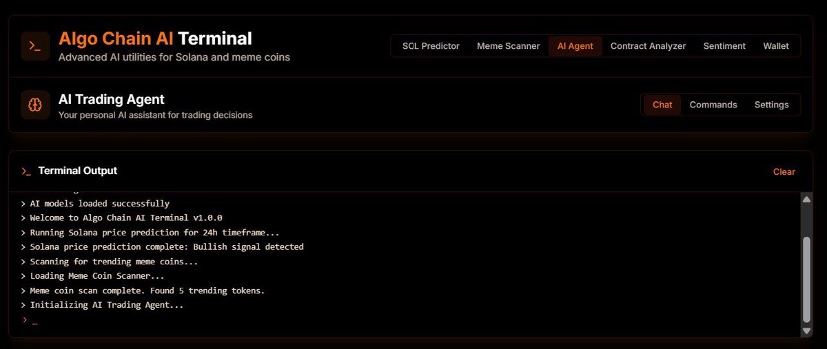 algochainAi's tweet image. Algo Chain AI is democratizing algorithmic trading on Solana. What once required a team of quants and developers is now accessible through our intuitive platform. Harness the power of AI to compete with institutional traders! #TradingForAll #SolanaEcosystem