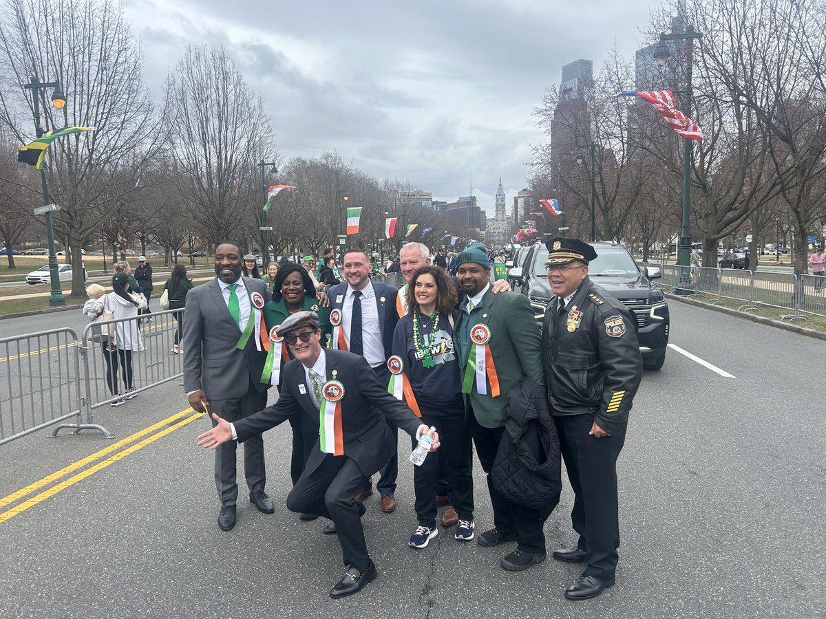 CM_JimHarrity's tweet photo. Had a fantastic time celebrating the St. Patrick’s Day Parade! Honoring Irish heritage and the incredible spirit of our city. ☘️ Thanks to everyone who came out to make it such a special day! #StPatricksDay #PhillyParade https://t.co/czrwvsdfSV