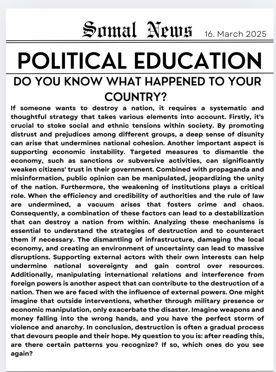 GlosoyaOrg's tweet image. Do you know what happened to the Somali nation? Do you wonder why the social order has collapsed? And why the international community is still unable to rebuild the country after 30 years?
Here you have some insightful articles from Somali News by Somali intellectuals that can…