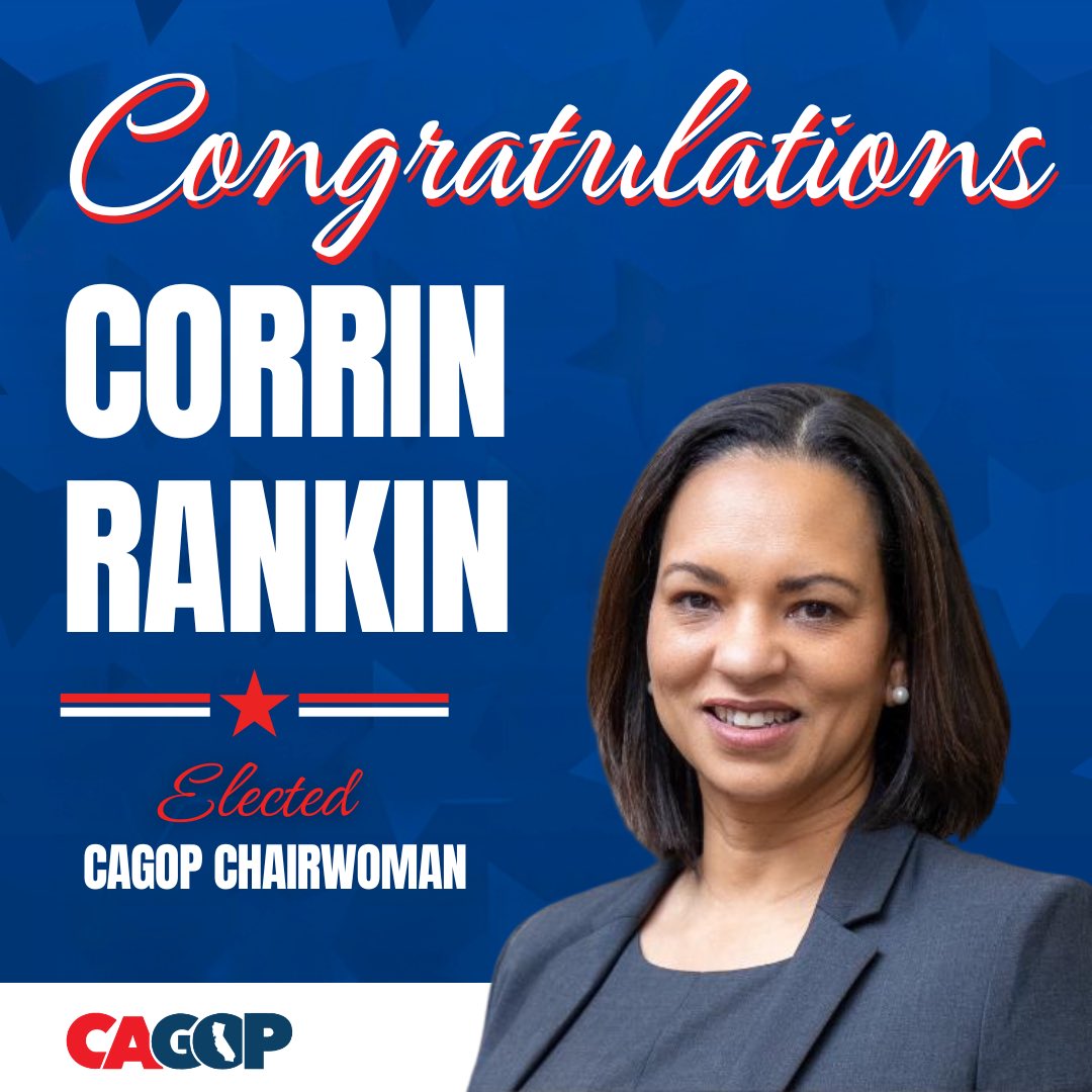 Congratulations to new CAGOP Chair <a href="/CorrinRankin/">Corrin Rankin</a>!