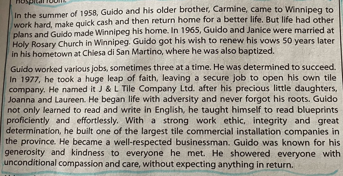 KevinRollason's tweet photo. Guido Biondi came to Winnipeg from Italy to make some quick cash and go home. Instead Winnipeg became home. He married, raised a family, and founded J&amp;L Tile, growing it to the largest commercial tile installation company in the province #RIP @WinnipegNews https://t.co/Poy88IQ1li https://t.co/o7B5Q2sGap