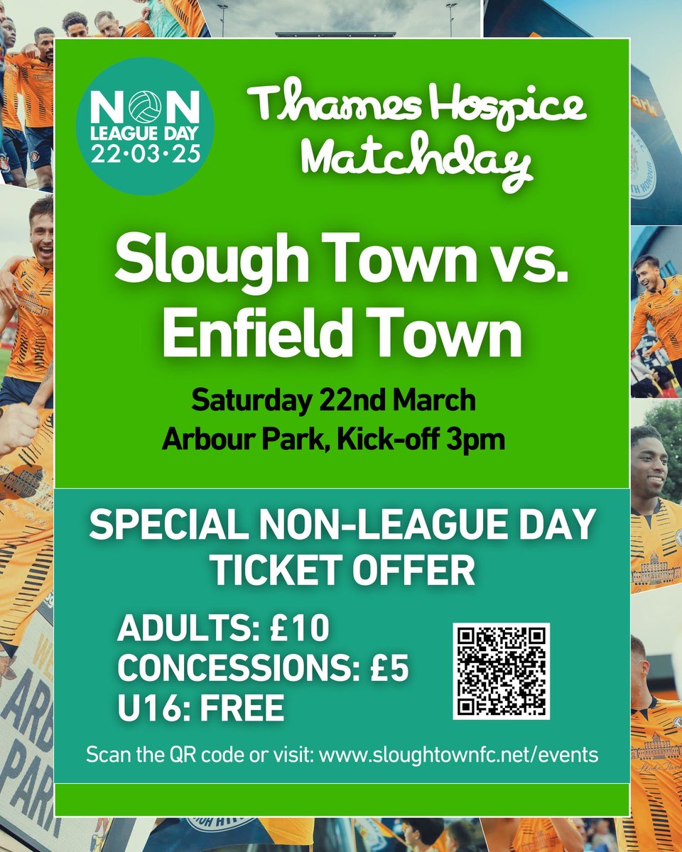 Full focus on our <a href="/nonleaguedayuk/">Non-League Day</a> meeting with Enfield Town at Arbour Park next Saturday, which is also our Thames Hospice Matchday! 💚

We have a special ticket offer for all supporters - tickets are reduced to just £10 (Adults) and £5 (Concessions), with Under 16s FREE!