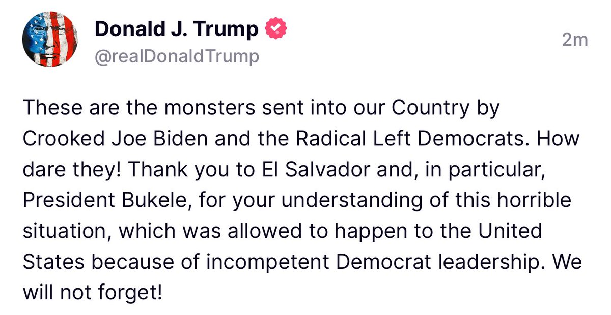 MAGAVoice's tweet photo. BREAKING 🚨 Trump gives a HUGE shoutout to El Salvador’s President Nayib Bukele. I voted for this

All we needed was a NEW President 🇺🇸 https://t.co/OWQwhTO3oS