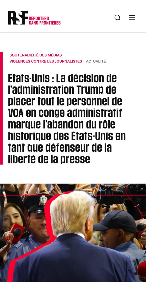 BrigitteYoda's tweet photo. Médias : Un revers pour les journalistes. La #VOA a été fermée ce week-end suite à une décision du président Donald Trump. Plus de 1 300 employés de la VOA ont été notifiés de leur mise en congé administratif. https://t.co/WAthjAx6F3