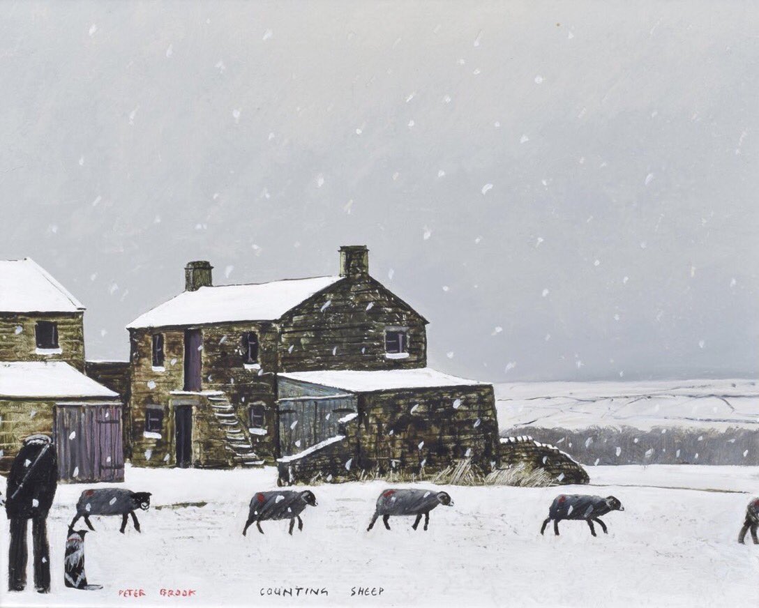 The Pennine Painter (@penninethe) on Twitter photo Some of Peter Brook’s later work was not meant to be taken too seriously, like ‘Counting Sheep’, an obvious reference to the traditional cure for insomnia with its line of ewes trooping obligingly in single file past the on-looking Peter and Shep. (Sold <a href="/Wilson55Auction/">Wilson55 Auctioneers & Valuers</a> in 2023) Some of Peter Brook’s later work was not meant to be taken too seriously, like ‘Counting Sheep’, an obvious reference to the traditional cure for insomnia with its line of ewes trooping obligingly in single file past the on-looking Peter and Shep. (Sold <a href="/Wilson55Auction/">Wilson55 Auctioneers & Valuers</a> in 2023)