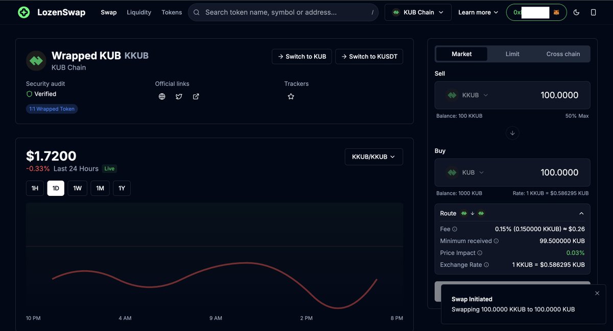 LozenSwap's tweet photo. 🍳Building one of the best DEX interface on @KUBChain.

This is the final version of our UI🟢✨

Our devs are testing swap, LP, and AMM features to make sure they worked properly. 

📌Expected launch date: Apr - May 2025 https://t.co/4mEglJkpex