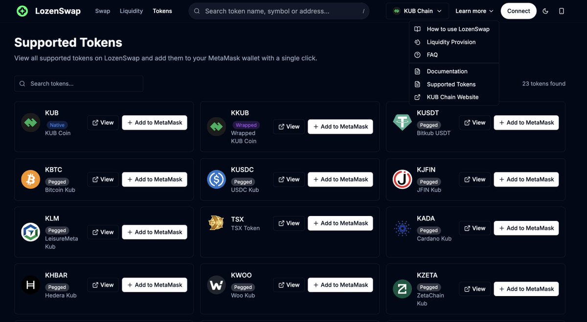 LozenSwap's tweet photo. LozenSwap will supported 23 tokens first, see the list below. https://t.co/hcod5SaHpi