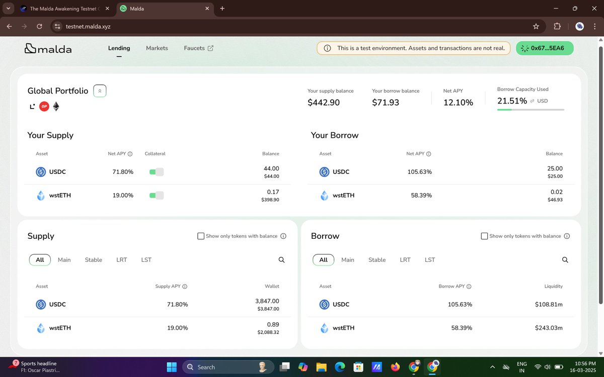 Completed <a href="/malda_xyz/">Malda (prev. Mendi Finance)</a> x <a href="/RiscZero/">RISC Zero</a> testnet and the user interface is great. The testnet is so smooth and I didn't face any problem at all