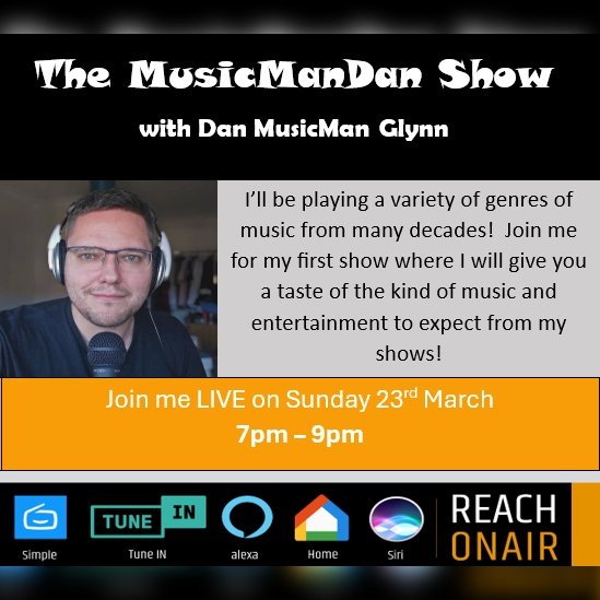 DanMusicMan89's tweet photo. I'm going to have a lot of fun with this. Join me for my first radio show at https://t.co/FVK7hls5M6 on Sunday 23rd March, 7pm - 9pm GMT! https://t.co/fRKU9N0L7y