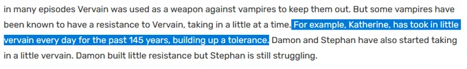 Something that I think many people don't know about Kat is that other than her assassin training and blood magic, she is also super resistent to poisons. And I love that cuz makes me think of Katherine Pierce/Katerina Petrova (my fave) from TVD that did the same thing. 