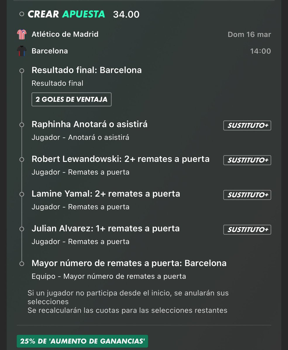 Mi parlay soñador de hoy.. y si no es tan soñador..? 👀🫢

Si sale ✅ doy 2000 pesos a una persona que de ❤️ a este tweet 

Por el canal vamos 26 - 31 ✅ esten atentos, hoy habrá una sopresa 🎁