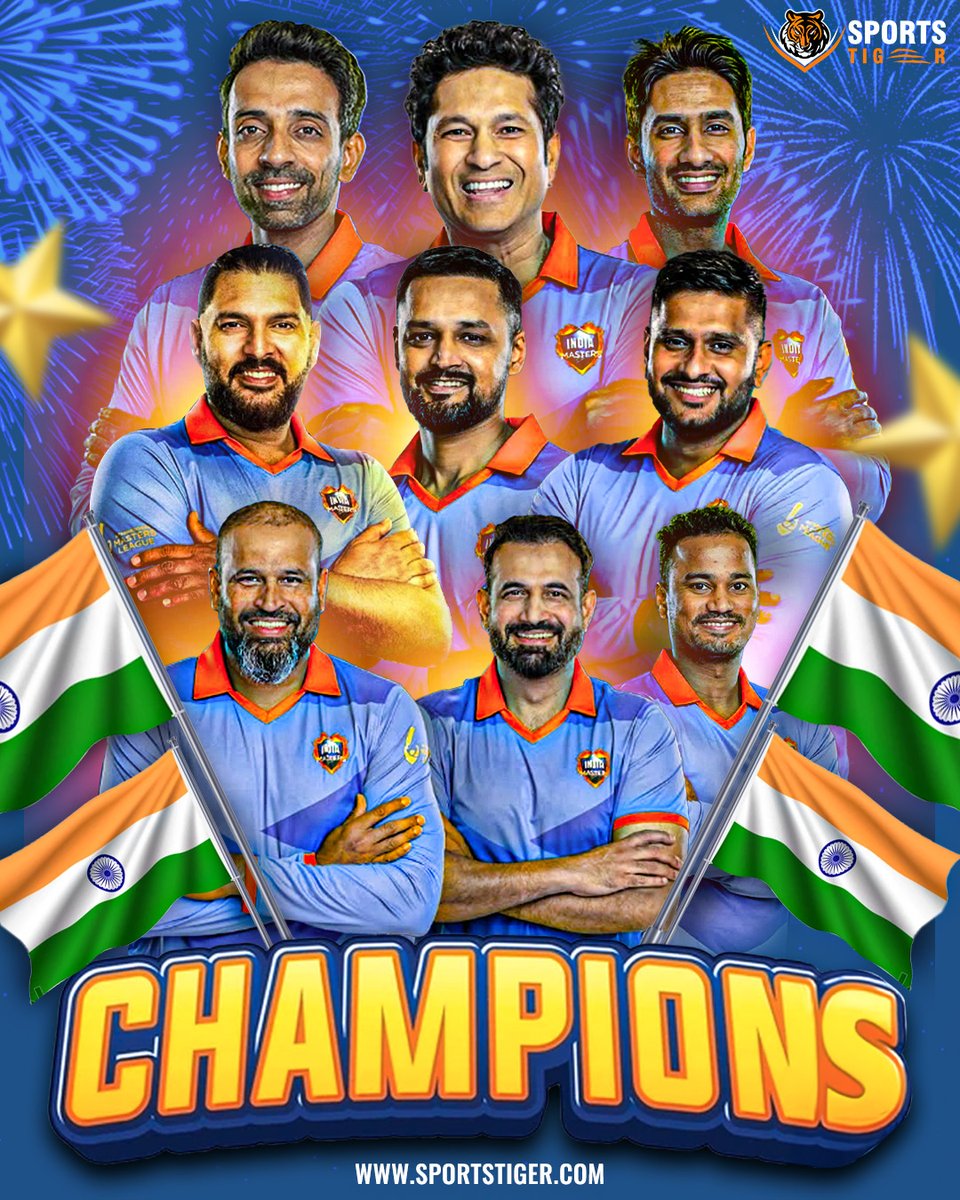 The_SportsTiger's tweet photo. Champions again! 🏆🇮🇳 

India Masters conquer the International Masters League T20, 2025! 👑🔥

📷: IML 

 #ChampionSpirit #IndiaMasters #IMLT20 #TeamIndia #Cricket https://t.co/onvooYbGaT