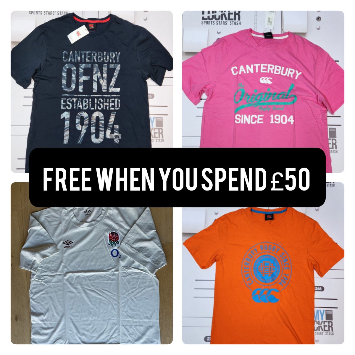 InMyLocker's tweet photo. Spend £50 on England kit on our site and get an England or Canterbury leisure t-shirt for free (just add your chosen tshirt and size to basket) offer lasts for a week. #inmylocker #freetshirt #sportstarsstash #rugby #Englandrugby https://t.co/7o4OzKwEoT