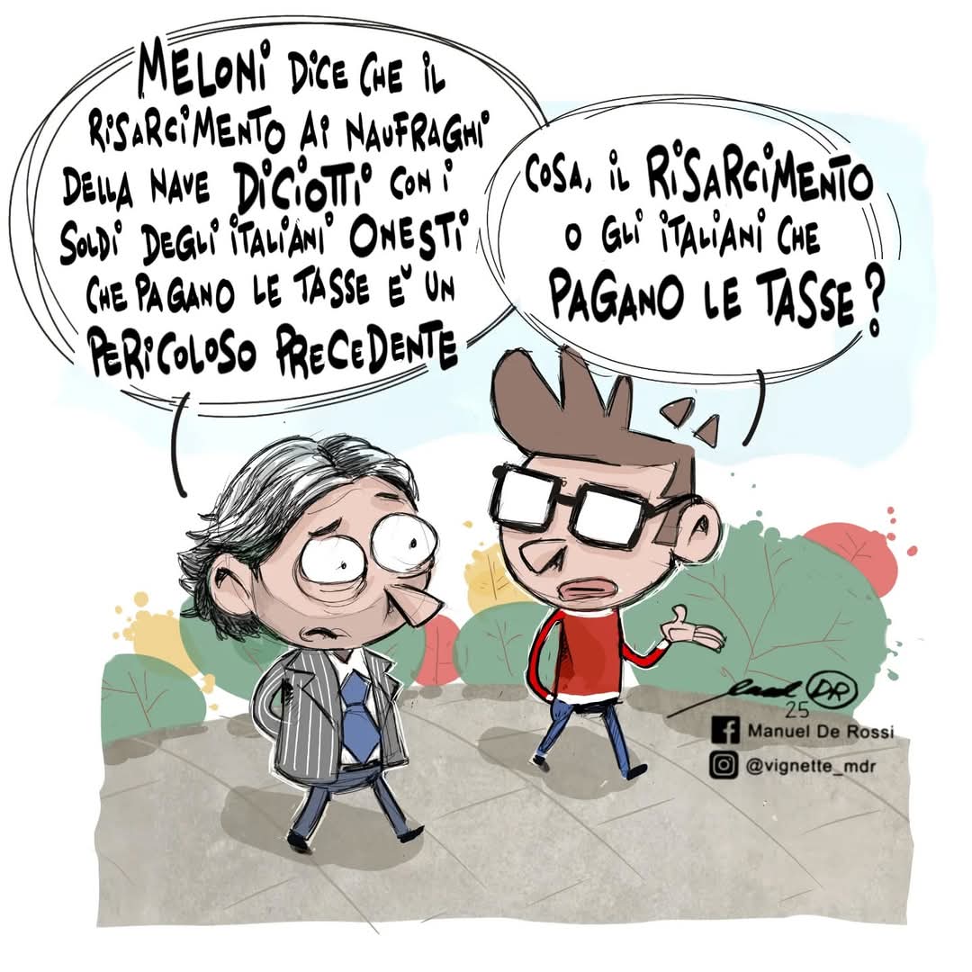 vignettisti's tweet photo. Una parte della confusione deriva, certo, anche dalla prospettiva nella quale ti poni ad osservare…

Così Manuel De Rossi

#MELONI_CHE_SQUALLORE
#Diciotti
#Salvini https://t.co/t0u5O7QP85