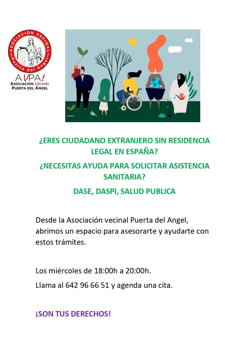 Asociación Vecinal Puerta del Ángel (@avpda) on Twitter photo ☀️🌸Desde <a href="/AVPdA/">Asociación Vecinal Puerta del Ángel</a> se ofrece este espacio de consulta y apoyo en trámites..
Más info.📝 ☀️🌸Desde <a href="/AVPdA/">Asociación Vecinal Puerta del Ángel</a> se ofrece este espacio de consulta y apoyo en trámites..
Más info.📝