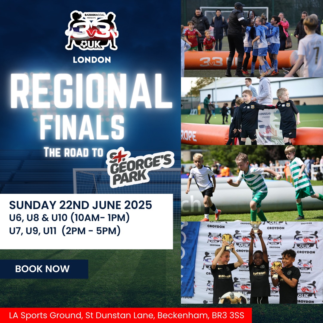 David Gill (@davey_g85) on Twitter photo REGIONAL QUALIFIER 2025 - The Road to St George's Park. ⚽️🏴🦁🦁🦁 <a href="/3v3UKLondon/">3v3UKLondon</a>
Team spaces update:
U6 - 3 SPACES LEFT
U7 - 5 SPACES LEFT
U8 - 2 SPACES LEFT
U9 - SOLD OUT❗️❗️
U10 - 7 SPACES LEFT
U11 - 6 SPACES LEFT
form.jotform.com/3v3UK/3v3uk-lo… REGIONAL QUALIFIER 2025 - The Road to St George's Park. ⚽️🏴🦁🦁🦁 <a href="/3v3UKLondon/">3v3UKLondon</a>
Team spaces update:
U6 - 3 SPACES LEFT
U7 - 5 SPACES LEFT
U8 - 2 SPACES LEFT
U9 - SOLD OUT❗️❗️
U10 - 7 SPACES LEFT
U11 - 6 SPACES LEFT
form.jotform.com/3v3UK/3v3uk-lo…