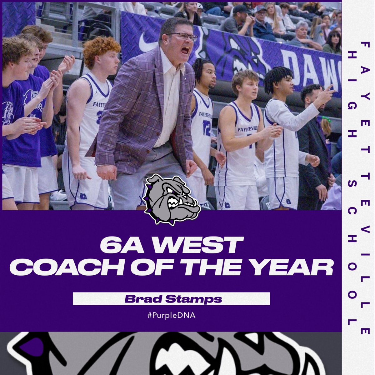 Congrats to <a href="/bstamps22/">Brad Stamps</a> on being voted 6A West Coach of the Year!!
#PurpleDNA 🐶💜