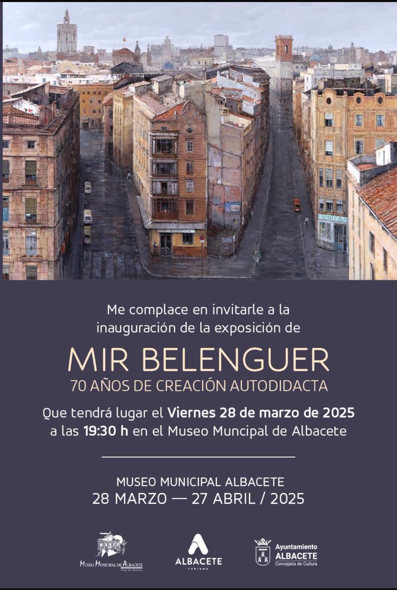 sanmima's tweet photo. Este es el cartel de la exposición retrospectiva de la obra de mi padre en el Museo de la Ciudad de Albacete. Será del 28 de marzo al 27 de abril. Para que conozcáis  más de su vida y obra aquí os dejo su página web:  https://t.co/vTpvbHqHCZ https://t.co/7zueKxGfCF