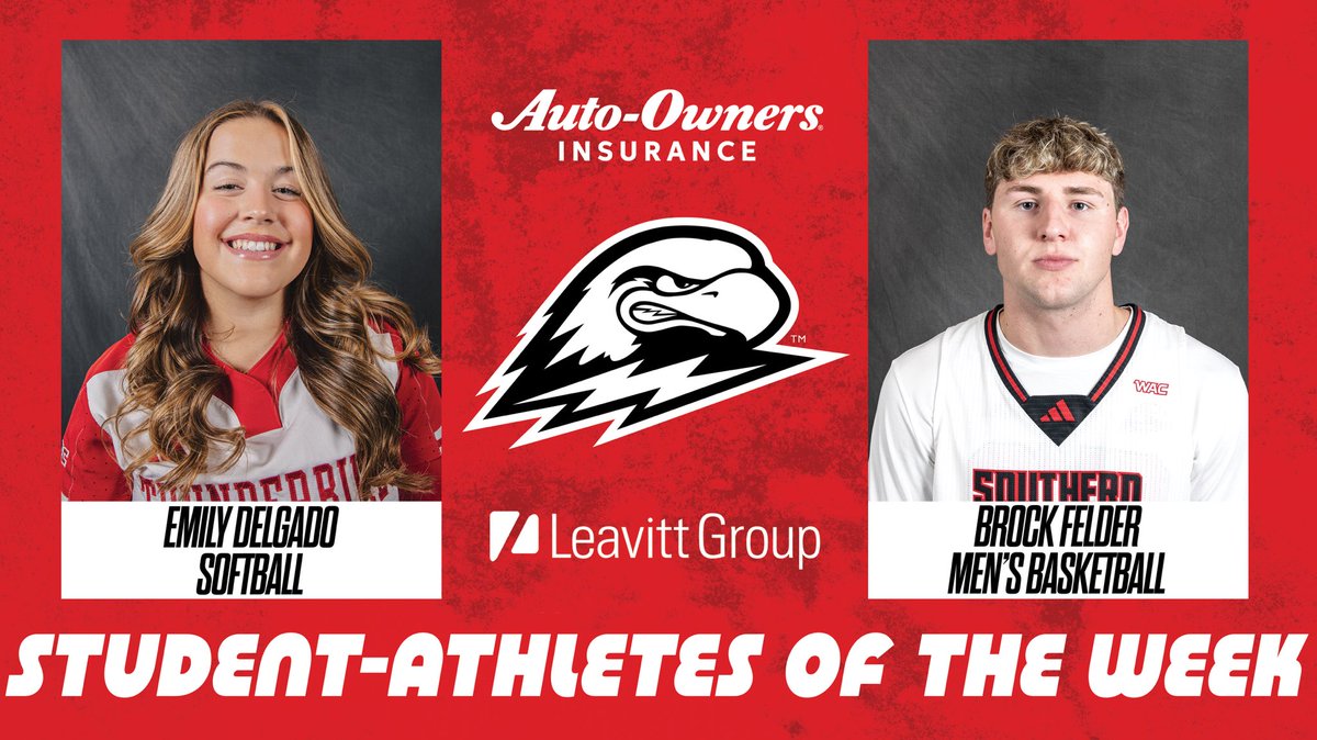 This week's student-athletes of the week... 🥁

Emily helped secure two wins over Tarleton State, pitching 8.2 innings without surrending an earned run 🤩

Brock finished strong on the year by setting the all time single season block record with 66 👏

#TBirdNation ⚡️