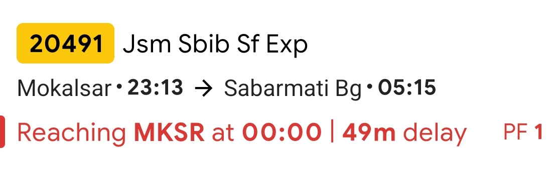 ankit070190's tweet photo. Dear Team, this train runs late regularly @ mokalsar station, daily train,daily late, introspection needed or rescheduling needed, daily delay makes travellers rushing at d station on time ,creating huge difficulties for traveller, as there is very small waiting room. https://t.co/sC4nFGaM1g