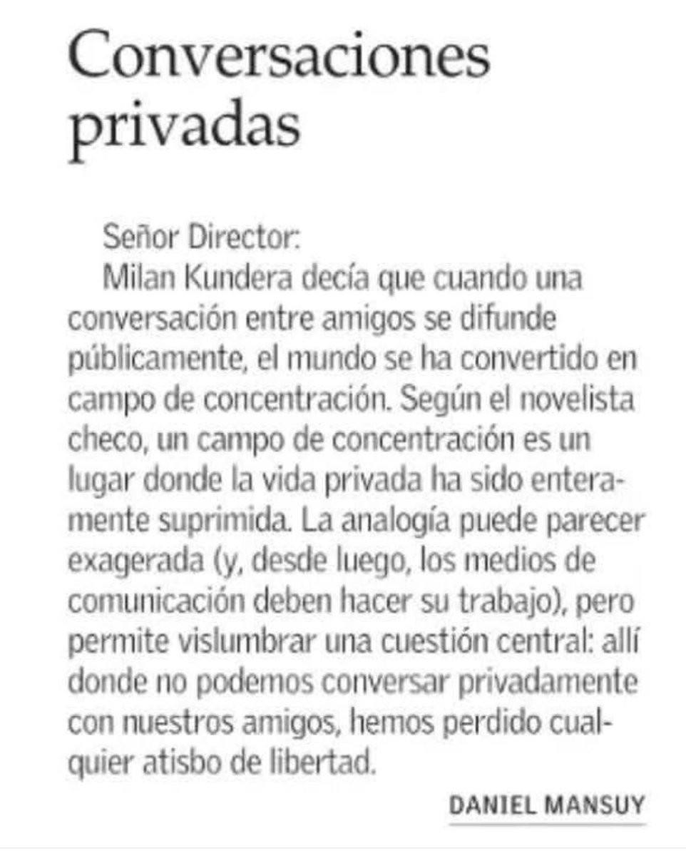 Excelente carta de Daniel Mansuy: