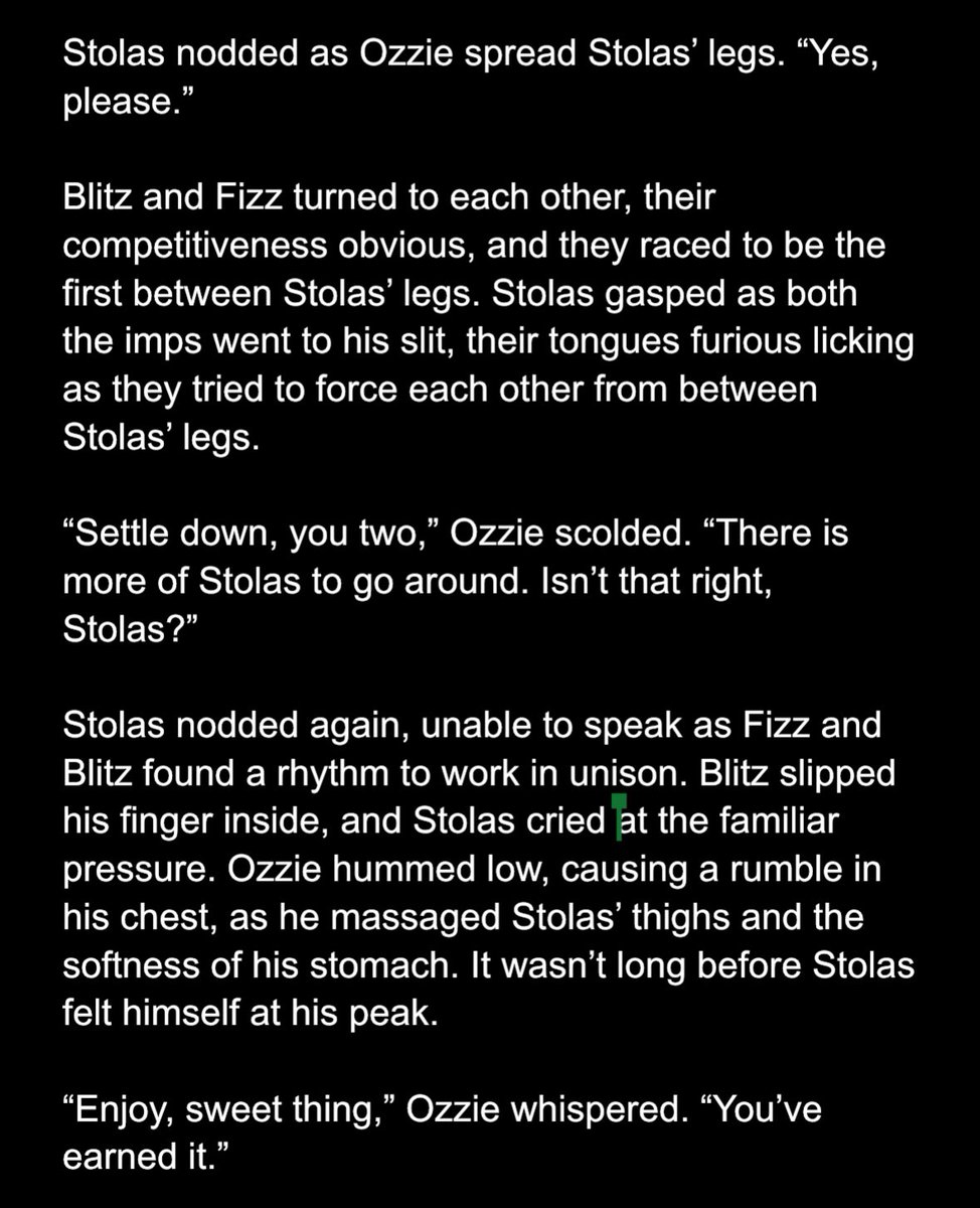 Day 54 of smutty hellaverse 💭:

That wraps up this mini series for <a href="/StolpregWeek/">Stolpreg Week</a> week. This was super fun and there are quite a few I want to expand on 👀 

Regardless, you can find the whole series when I upload the next of these batches up on AO3.
