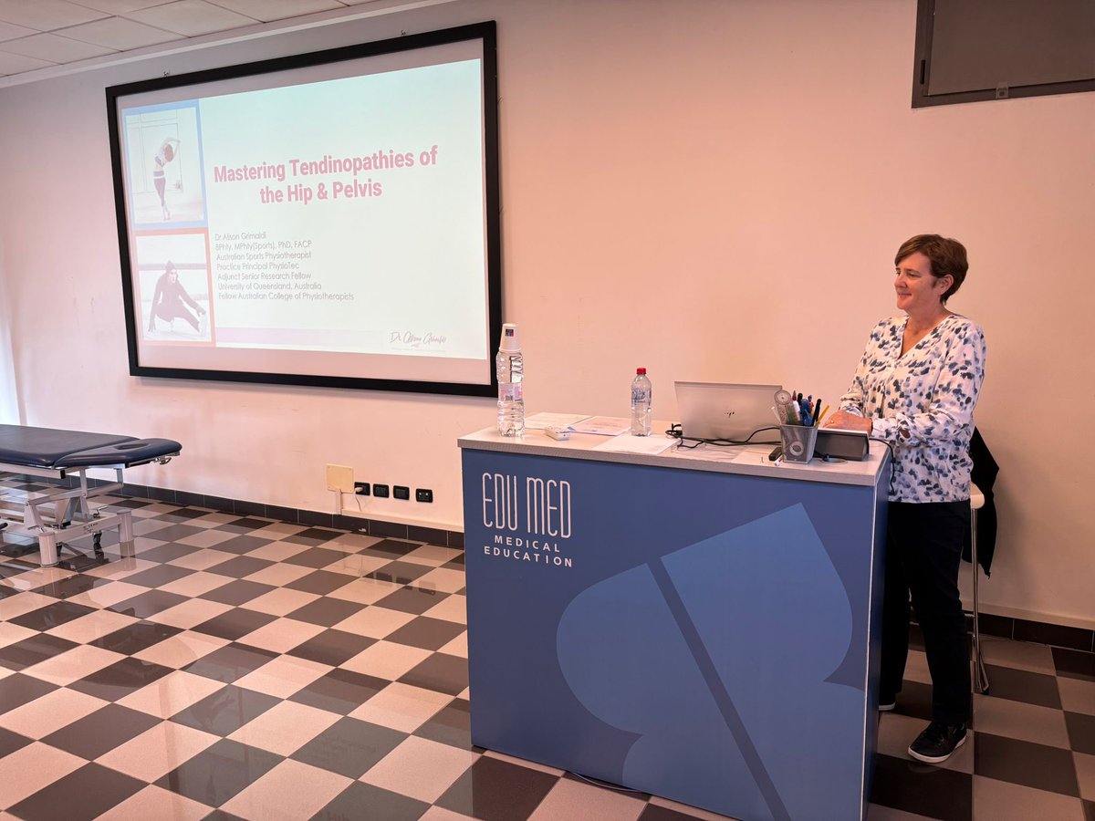 alisongrimaldi's tweet photo. Just finished 2 days teaching in beautiful Brescia, Italy. We covered Ax & Mx of hip impingement & instability, gluteal & proximal hamstring tendinopathy. Thanks so much to Edumed for hosting & the amazing Lisa Mantovani for translating. Love #talkinghips in multiple languages! https://t.co/k6f9871dXS