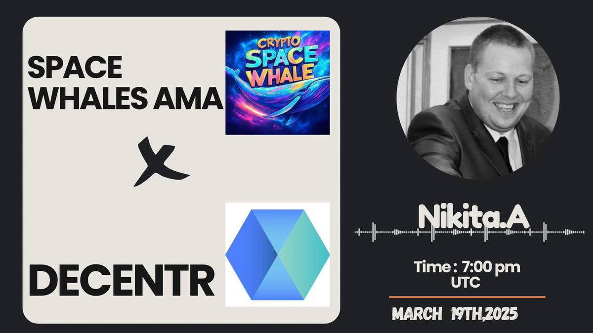 space_calls's tweet photo. 🎉We're excited to announce that we'll be hosting a TelegramAMA  with @DecentrNet

🗓 Date    :  19th,March 2025
⏰ Time   : 7:00pm utc UTC 
🏠Venue : https://t.co/vHj4RoNTtl

#Spacewhales #Btc100k #web3 #CryptoAma https://t.co/dOFLhB64cM