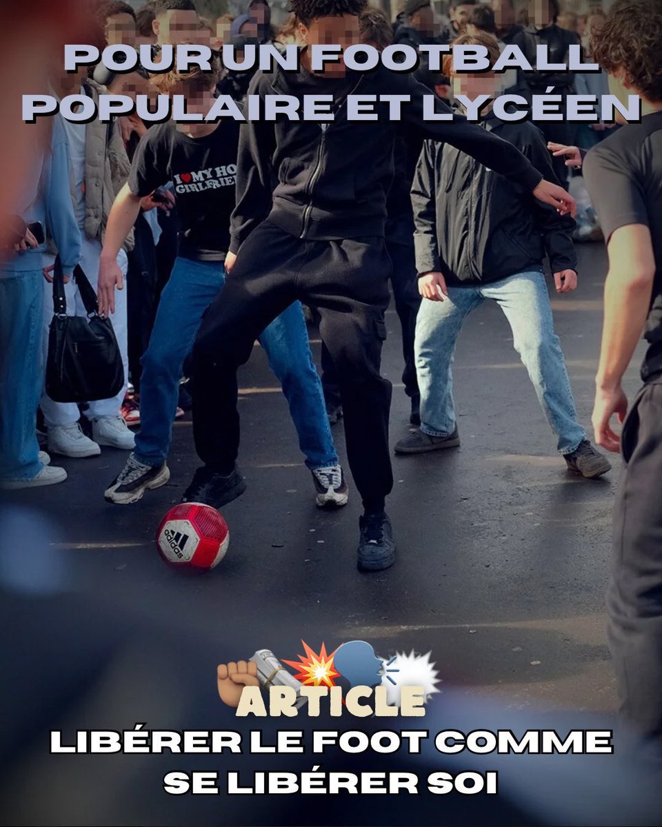ZgaMedia's tweet photo. ✍️📚[ARTICLE]📚✍️
Nous vivons tous dans un espace qui est le même, le lycée. Pour s’en échapper plusieurs solution existent et le foot en fait partie, par les liens qu’il crée, le moment hors du système qu’il peut proposer. Le foot reste avant tout politique et populaire. https://t.co/n054mOBmKV