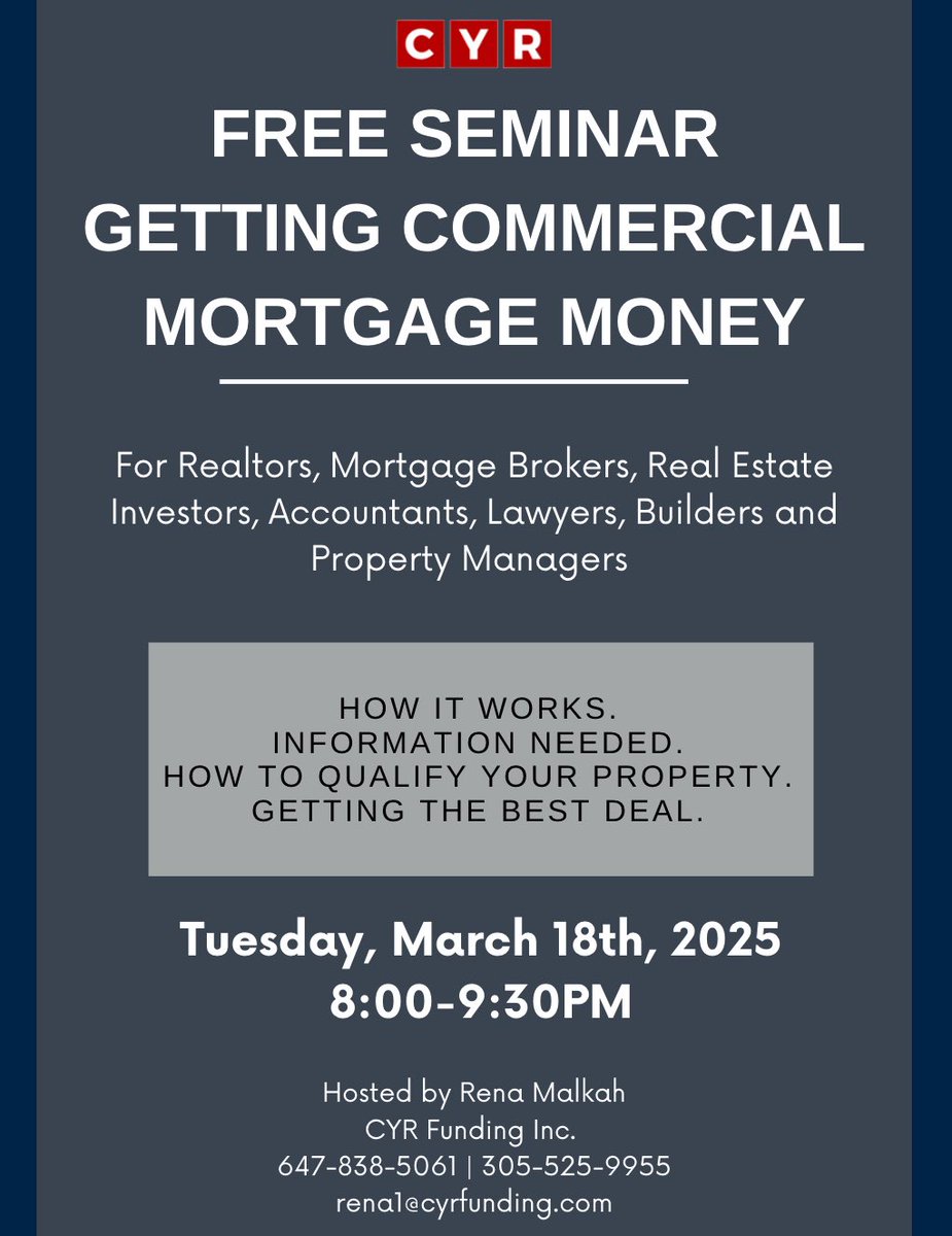 CYRFunding's tweet photo. Email rena1@cyrfunding.com to get thr link to register for this informative zoom seminar https://t.co/bURaEagIWr