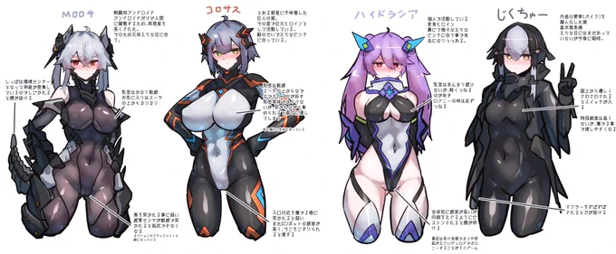 うちのこ集合絵、かってに弱点公開羞恥プレイ(なんか前のが画質悪かったので上げ直しました。) #ぴっちりスーツ #うちの子 #巨大ヒロイン #変身ヒロイン 