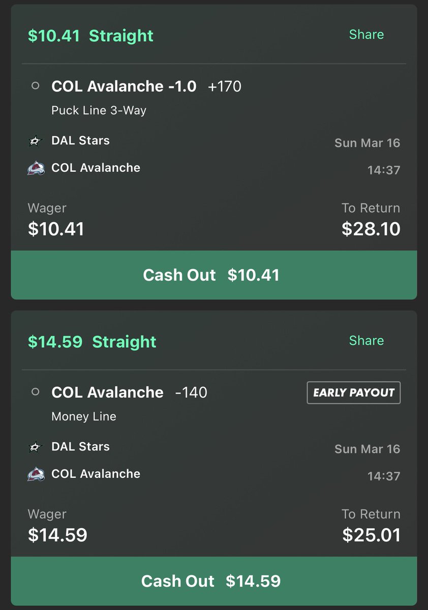 2xMoneyPicks's tweet photo. We’re back! Avs ML &amp; 3 way spread
#DoubleYourMoney #Bet365 #GamblingX #Tail2X #NHL https://t.co/8Cw9bLWtfC