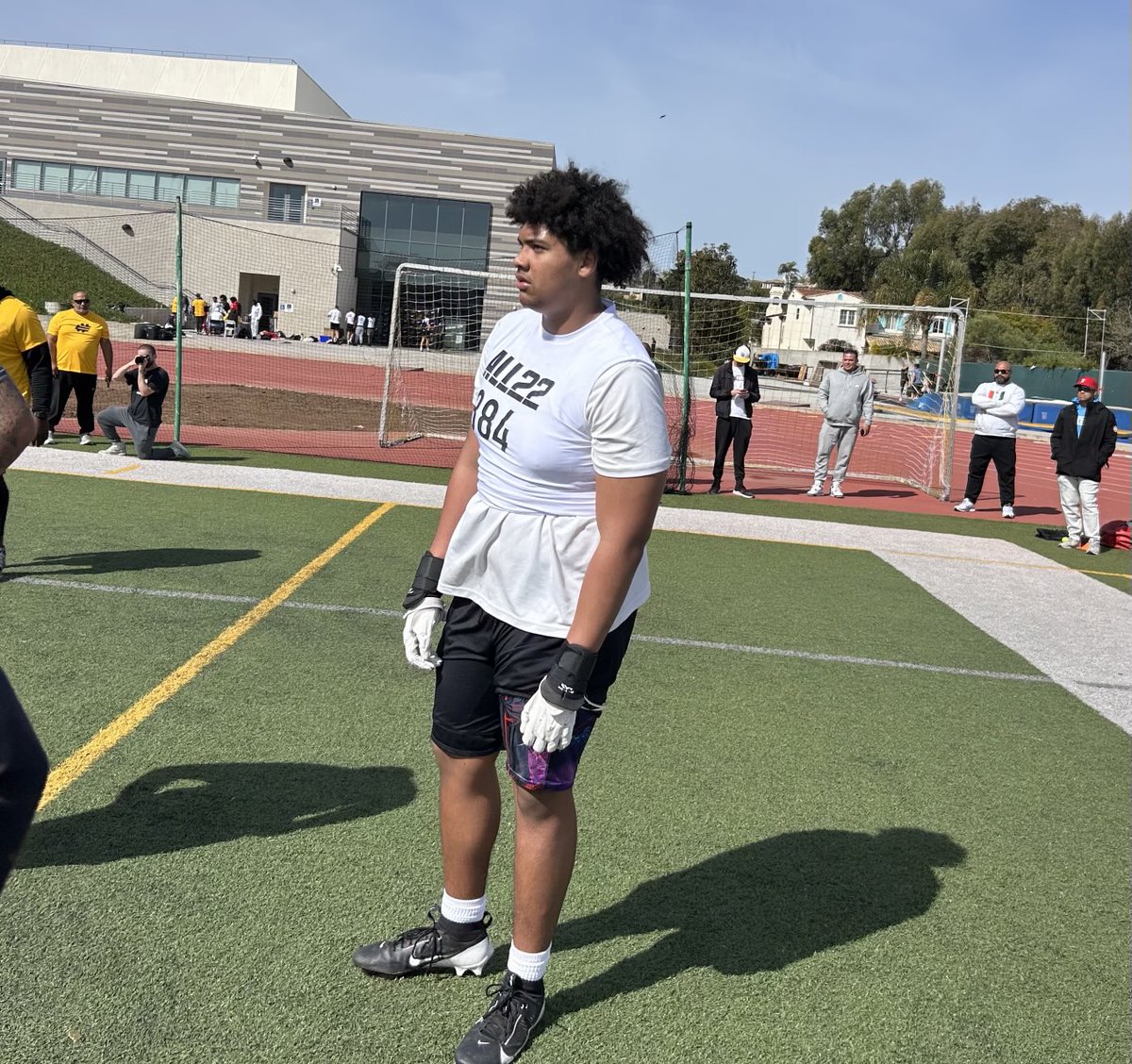 San Diego, Lincoln OT Jesus Garcia has had a really good workout, pushing 6-5 with an athletic 280 pound frame