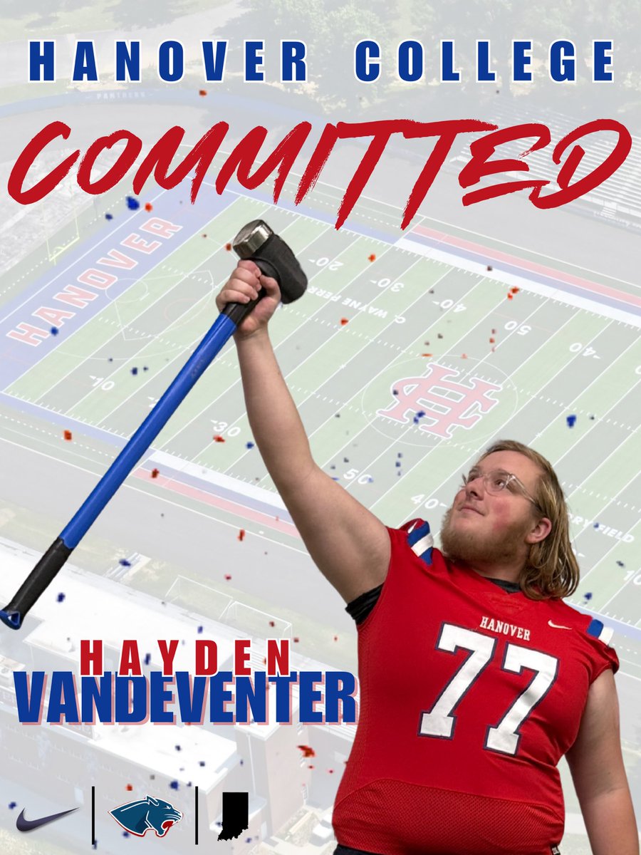 Hayden Vandeventer (@haydenvandeven1) on Twitter photo I am proud to announce that I will be taking my talents to Hanover College. Big thanks to my parents, coaches, and teammates to help me get to where I am today.❤️💙 #pantherpride <a href="/HanoverCollege/">Hanover College</a> <a href="/MTHEO12/">Matt Theobald</a> <a href="/CoachSmith53_/">Sam Smith, M.Ed</a> <a href="/DLCoach_Danford/">Andrew Danford</a> <a href="/CoachDug/">Brian Dugger</a> <a href="/Martinsville_FB/">Martinsville High School Football</a> I am proud to announce that I will be taking my talents to Hanover College. Big thanks to my parents, coaches, and teammates to help me get to where I am today.❤️💙 #pantherpride <a href="/HanoverCollege/">Hanover College</a> <a href="/MTHEO12/">Matt Theobald</a> <a href="/CoachSmith53_/">Sam Smith, M.Ed</a> <a href="/DLCoach_Danford/">Andrew Danford</a> <a href="/CoachDug/">Brian Dugger</a> <a href="/Martinsville_FB/">Martinsville High School Football</a>