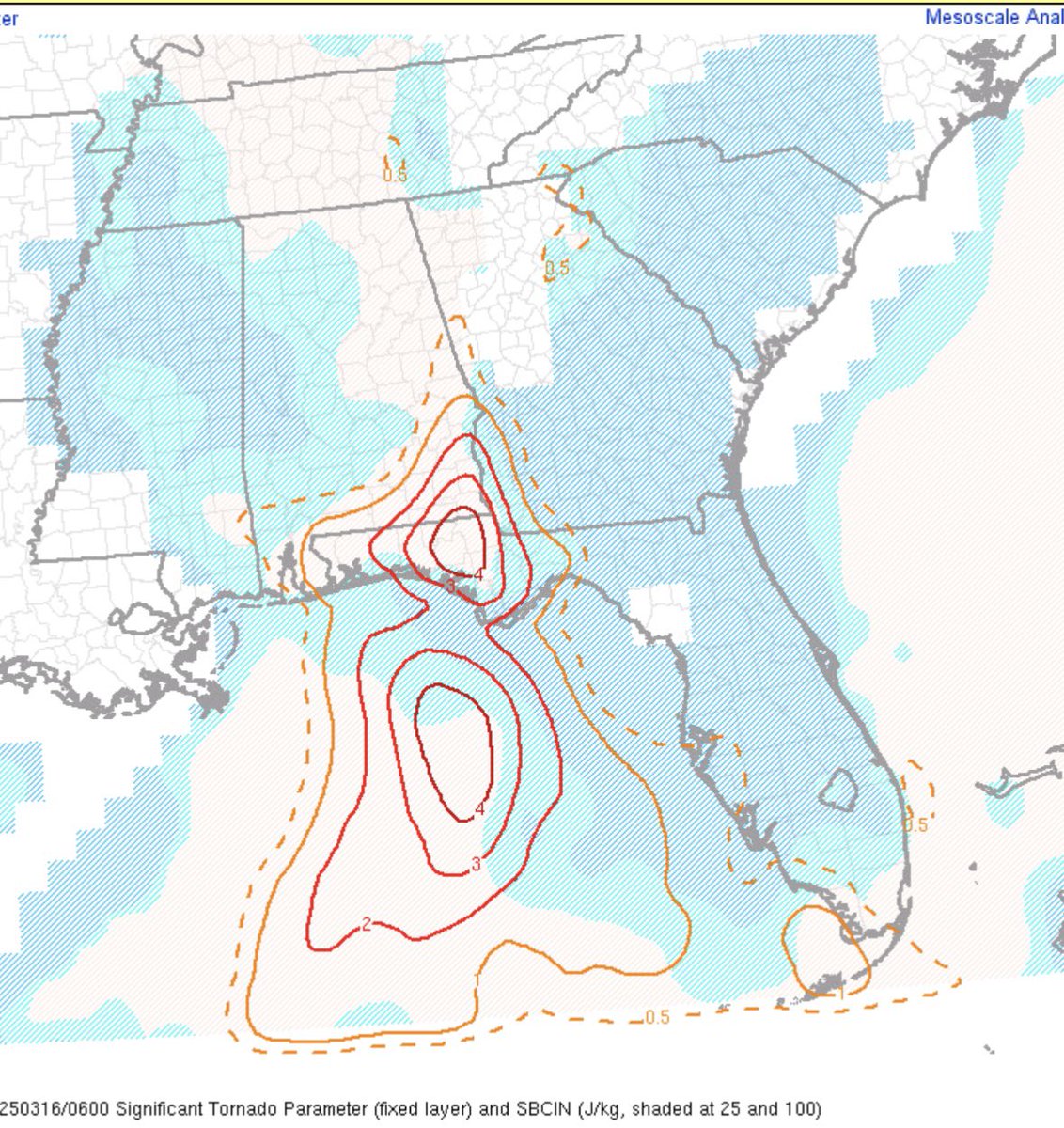 This is why I have a problem with hyping up STP for metro Atlanta, or any place for that matter. 

The observed STP was ZERO for much of the area at 6z this morning, where modeling had widespread 5-8 with a max STP of 15 on Weatherbell. And you wonder why so many claim “bust”